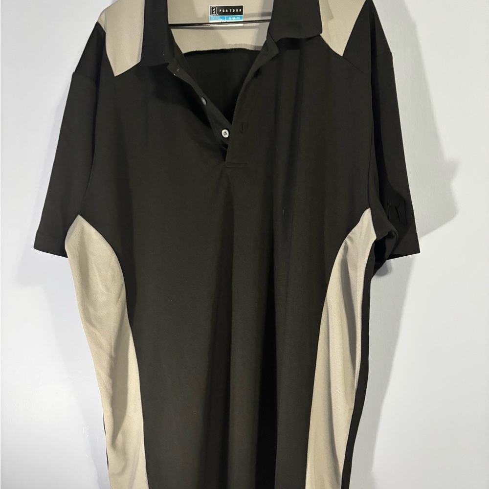 PGA Tour Black and Gray Performance Polo Shirt